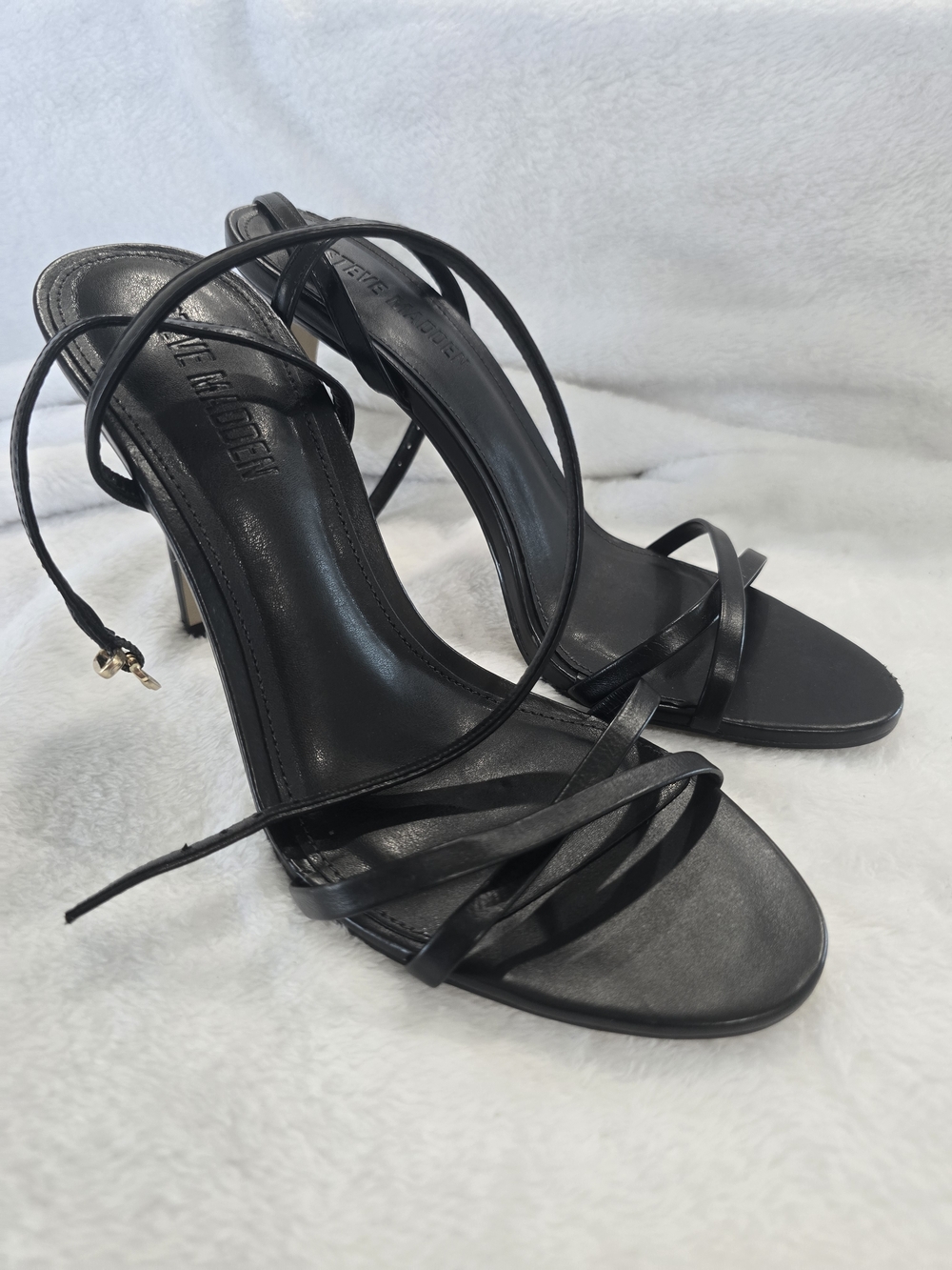 Steve Madden Black Strappy Ankle-Tie Heels - Picture 4 of 6